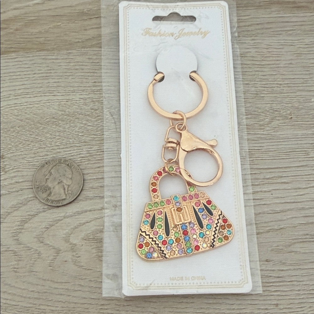 Multicolor Rhinestone Purse keychain - Picture 3 of 3